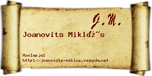Joanovits Miklós névjegykártya